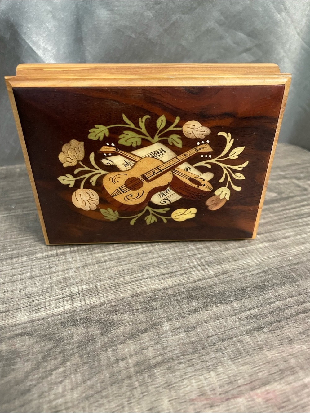 Vintage Miss Bellevue Italian Inlaid Wood Music Jewelry Box - Torna A Surriento